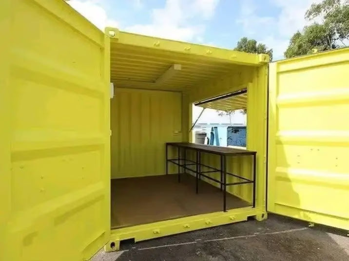 Yellow Shipping Container Kiosk / Portable Pop-Up Retail Space